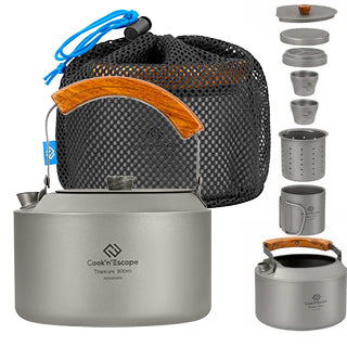 COOK'N'ESCAPE 【チタン ケトル＆マグセット】コンパクト 収納袋付