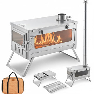 COOK'N'ESCAPE チタン薪ストーブ 折り畳み式 超軽量 10点セット 巻き煙突2m付き