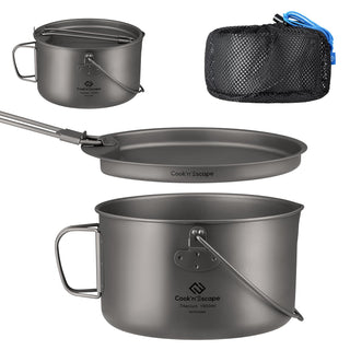 COOK'N'ESCAPE チタンクッカーセット 1950ml 大容量 軽量ポット＋フライパン