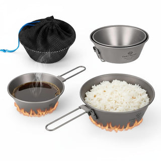 COOK'N'ESCAPE 純チタン製シェラカップ 2点セット（300ml＋450ml）