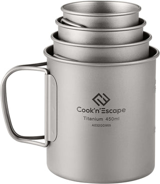 COOK'N'ESCAPE チタンマグセット 120/180/300/450ml スタッキング式 アウトドア用