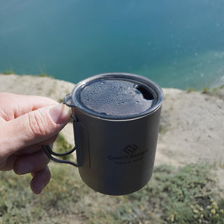 COOK'N'ESCAPE チタンマグカップ 300ml 蓋付き ダブルウォール 二重構造