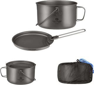 COOK'N'ESCAPE チタンクッカーセット 1950ml 大容量 軽量ポット＋フライパン
