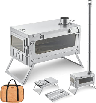 COOK'N'ESCAPE チタン薪ストーブ 折り畳み式 超軽量 10点セット 巻き煙突2m付き