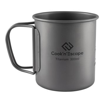 COOK'N'ESCAPE Titanium Cup Camping Mug Foldable Handles for Outdoor Backpacking Open Fire CA2007