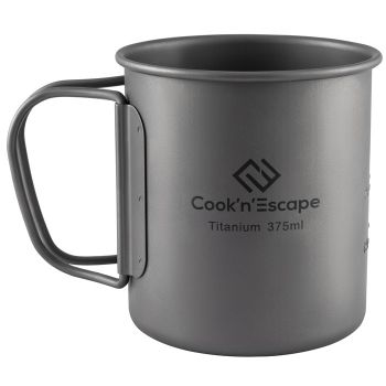 COOK'N'ESCAPE Titanium Cup Camping Mug Foldable Handles for Outdoor Backpacking Open Fire 375ml CA2008